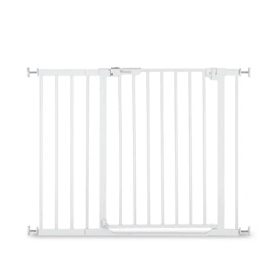 Abbildung von hauck Clear Step Autoclose 2, Weiß Schutzgitter Treppe Tür 96101 cm, Kindersicheres Absperrgitter mit flachem Einstieg, Türgitter Auto Close, 1 Hand Öffnung, ohne Bohren, nur für Innen
