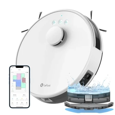 Abbildung von LEFANT M1 Saugroboter mit Wischfunktion, LiDAR Navigation, 4000Pa Staubsauger Roboter, 200Mins Max, Selbstaufladend, WLAN, 8 No Go Zonen, Ideal Tierhaare, Teppich, Hartboden
