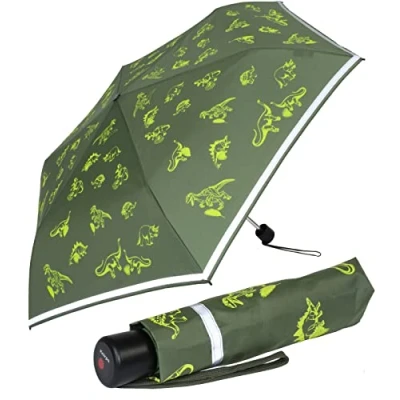 Abbildung von Knirps Kinder Taschenschirm 4Kids reflective mit Reflexborte Dinos Fluorescent