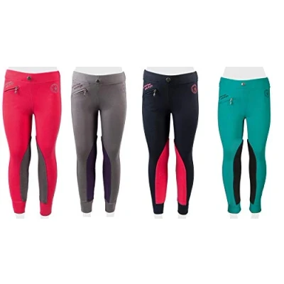Abbildung von PFIFF 102603 Kinder Reitleggings Ella Stoff Besatz Reithose Mädchenreithose, Blau / Pink 140