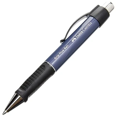 Abbildung von FABER CASTELL 140732 Kugelschreiber GRIP PLUS BALL, Mine M, Schaftfarbe blau metallic, Tintenfarbe blau, 1 Stück