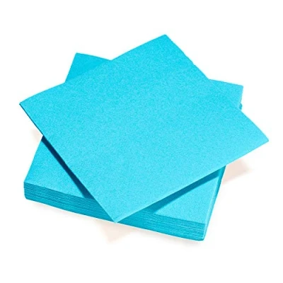 Abbildung von Le Nappage Papierservietten Tex Touch Türkisblau FSC® zertifizierte Servietten Recycelbar und biologisch abbaubar Set mit 40 Großformat 38 x cm