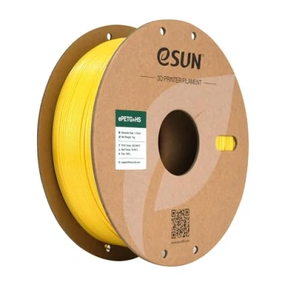 Abbildung von eSUN PETG Filament 1.75mm, PETG+HS Hochgeschwindigkeits 3D Drucker Filament, Maßgenauigkeit +/ 0.03mm, 1KG Spule (2.2 LBS) Schnelligkeit für High Speed Drucker,Einfarbig Gelb