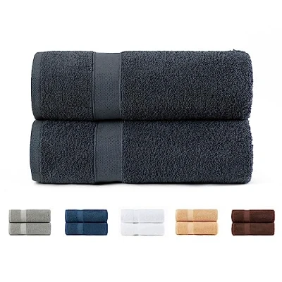 Abbildung von Todocama 2 große Badetücher, 100% Baumwolle, 550 g/m², extra weich, sehr saugfähig und schnell trocknend, Maße 100 x 150 cm, Dunkelgrau