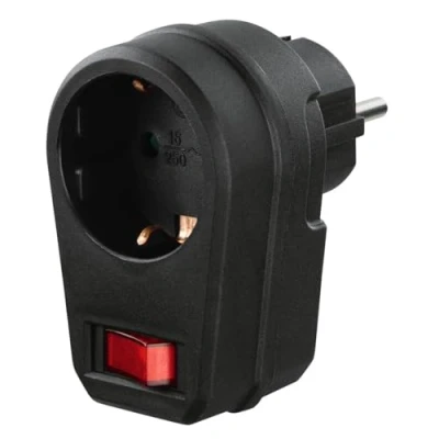 Abbildung von Hama Steckdosenadapter (Schutzkontakt Stecker, mit Schalter, Ein /Aus Adapter, Schutzkontaktsteckdose, Energiesparen, Stromsparen) schwarz