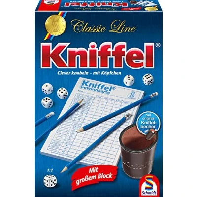 Abbildung von Schmidt Spiele 49203 Kniffel, Classic Line, mit großem Block, original Kniffelbecher