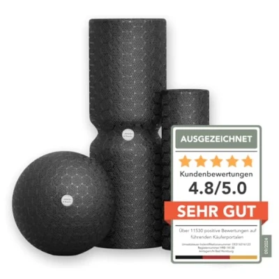Abbildung von Liebscher &amp; Bracht Original Faszien Set: Faszienrolle und Faszienball (je 2 Stück) Faszienrollenset, Massageball Rollen Made in Germany, Übungs App