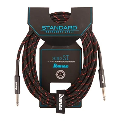Abbildung von Ibanez SI20 BW 20 ft 2 Straight Plugs Standard Woven Instrument Cable Black/Wine Red