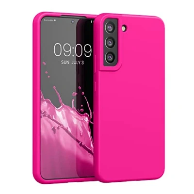 Abbildung von kwmobile Hülle kompatibel mit Samsung Galaxy S22 Plus Silikon Handy Case Handyhülle weiche Oberfläche kabelloses Laden Neon Pink