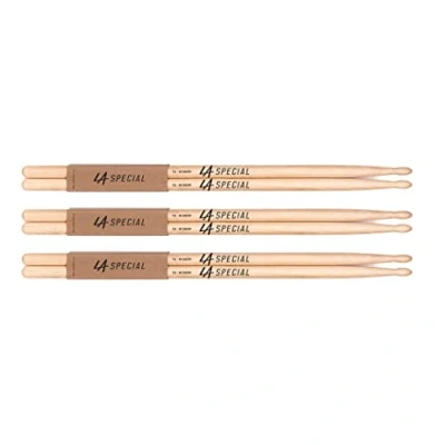 Abbildung von LA Specials Drumsticks Schlagzeug Sticks 7A Hickory Drumsticks, ovaler Holzkopf, drei Paare