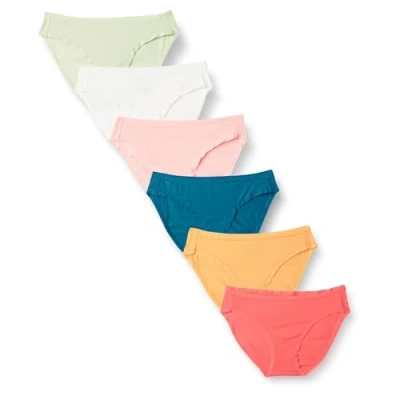 Abbildung von Amazon Essentials Damen Bikinihose aus Baumwolle (in Übergröße erhältlich), 6er Pack, Hübsche Bunte Tupfen, 42
