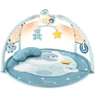 Abbildung von Chicco Enjoy Colours 3in1 Spielmatte, Multifunktionsspielbogen für Neugeborene mit Baby Aktivitätendecke, Sternenprojektor, abnehmbarem Nachtlicht entspannender Musik Babyspielzeug ab 0 Monate