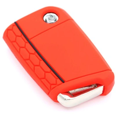 Abbildung von Schlüssel Hülle VB für 3 Tasten Auto Silikon Cover Schlüsselhülle Etui Schutzhülle (Rot)
