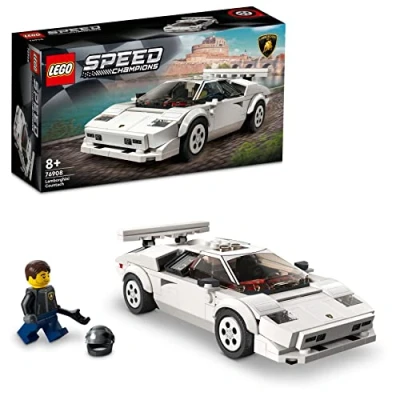 Abbildung von LEGO Speed Champions Lamborghini Countach Bausatz für Modellauto, Auto Spielzeug mit Cockpit 2 Figuren, Rennauto als Geschenk Kinder, Jungen und Mädchen ab 8 Jahre, 2022 Kollektion 76908