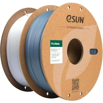 Abbildung von eSUN PLA Filament 1.75mm, Basic 3D Drucker Maßgenauigkeit +/ 0.03mm, 1KG pro Spule, 2 Spulen Druck Filament, Grau+Kaltes Weiß