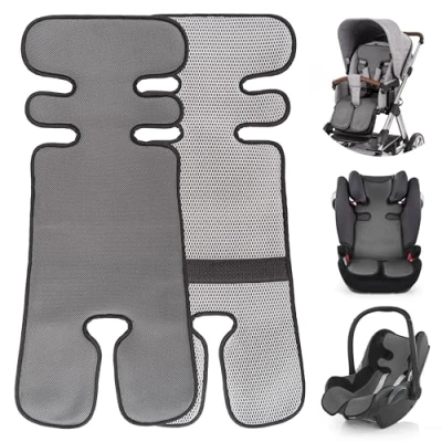 Abbildung von Atmungsaktive Sommer Sitzeinlage, Sitzauflage für Kinderwagen, Buggy und Kindersitz Kühlt schützt den Sitzbezug vor Flecken Grau
