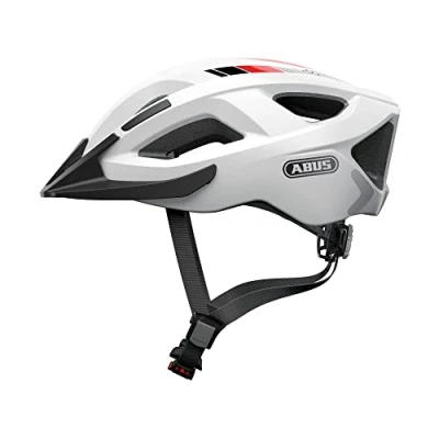 Abbildung von ABUS Stadthelm Aduro 2.0 Allround Fahrradhelm mit Licht in sportivem Design für den Stadtverkehr Damen und Herren Weiß, Größe L