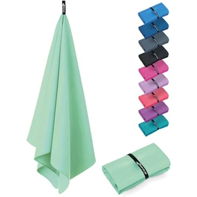 Abbildung von Fit Flip Microfaser Handtücher kompakt und leicht Mikrofaser Handtuch schnelltrocknend als Reisehandtuch, Sporthandtuch, Strandtuch Badetuch groß (1x 180x90cm, Water Mint)