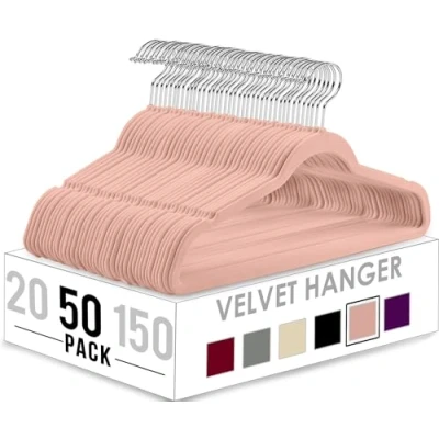 Abbildung von Utopia Home Premium Samt Kleiderbügel 50er Pack rutschfeste &amp; langlebige Rosa mit 360 Grad drehbarem Haken Hochbelastbare