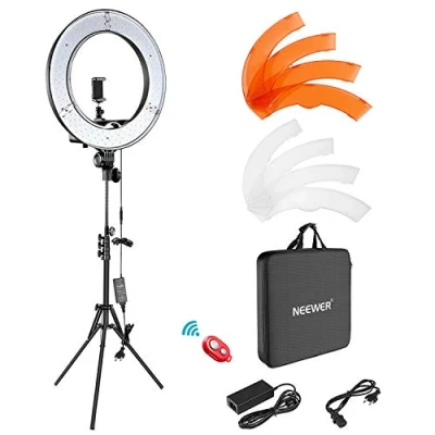 Abbildung von Neewer Kamera Foto Video Ringlicht Kit: 18 Zoll/48 Zentimeter Außen 52W 5500K dimmbare LED Licht Standplatz Bluetooth Empfänger für Smartphone YouTube Self Porträt Aufnahmen