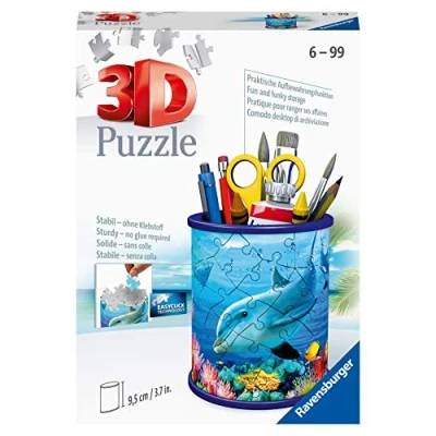 Abbildung von Ravensburger 3D Puzzle 11176 Utensilo Unterwasserwelt 57 Teile Stiftehalter für Tierliebhaber ab 6 Jahren, Schreibtisch Organizer Kinder, White