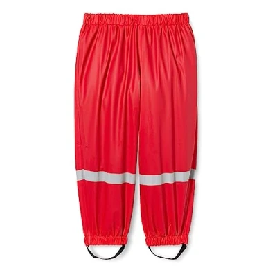 Abbildung von Playshoes Matschhose Regenlatzhose Fleece Futter Unisex Kinder Wind und wasserdichte Regenhose Regenbekleidung, rot Bundhose, 98
