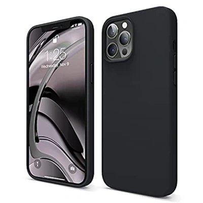 Abbildung von elago Liquid Silicone Case Kompatibel mit iPhone 12 Pro Max Hülle (6,7&quot;), Hochwertiges Silikon, Rundumschutz Handyhülle : 3 Layer Struktur Schutzhülle (Schwarz)