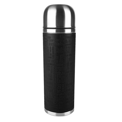 Abbildung von Emsa Senator Isolierflasche 515714 Kapazität: 1,0 L 100 Prozent dicht Silikonmanschette Safe Loc Verschluss 12h heiß oder 24h kalt Schwarz