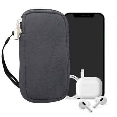 Abbildung von kwmobile Handytasche für Smartphones L 6,5&quot; Neopren Handy Hülle Blaugrau Tasche 16,5 x 8,9 cm Innenmaße
