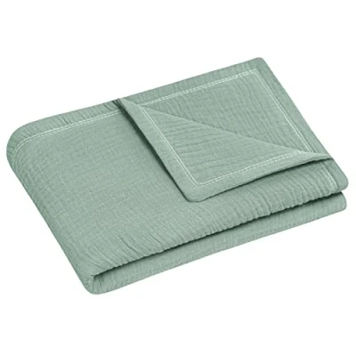 Abbildung von Julius Zöllner Kuscheldecke Gr. 70/100, Made in Germany, 100 Prozent Baumwollenmusselin, Oeko Tex Standard 100, Grün