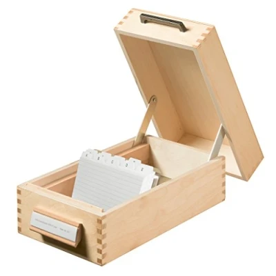 Abbildung von HAN Holz DIN A7 für 900 Karteikarten quer inkl. 1 Metallblattstütze, mit Beschriftungsfeld und Metallboden, FSC zertifiziertes Holz, hochwertige premium Qualität, 507, Naturholz