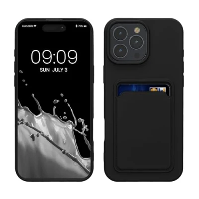 Abbildung von kwmobile Handyhülle kompatibel mit Apple iPhone 16 Pro Max Hülle Handy Cover Fach für Karten in Schwarz