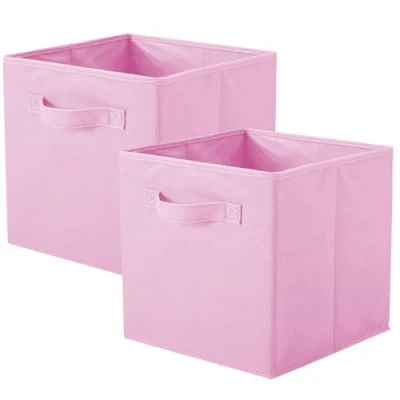 Abbildung von PowerKing Aufbewahrungsbox, 2 Stück faltbar Aufbewahrungswürfel Aufbewahrung Box aus Stoff in Würfelform Rosa