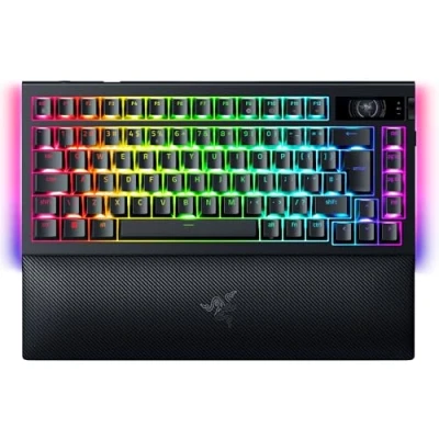 Abbildung von Razer BlackWidow V4 Pro 75% Kabellose Hot Swap Gaming Tastatur OLED Display (Befehlsrad, 4K Hz &amp; Bluetooth Konnektivität, magnetische Handballenauflage) ISO US Layout Schwarz