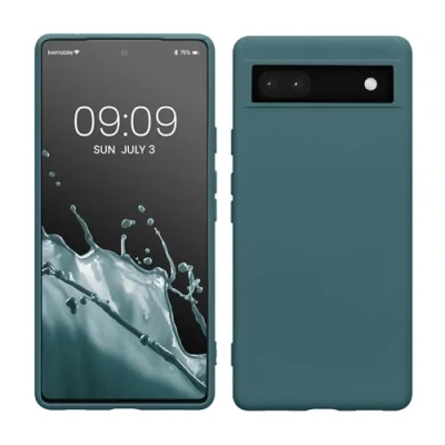 Abbildung von kwmobile Hülle kompatibel mit Google Pixel 6a gummierte TPU Silikon Handyhülle Schutzhülle für kabelloses Laden Case in Arctic Night