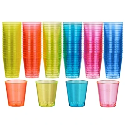Abbildung von MATANA 60 Bunte Schnapsgläser Plastik, Shotgläser 3cl Stabil &amp; Mehrweg Schnapsbecher Shot Becher, Plastik Schnapsgläser, Pinnchen, Shotbecher Party Zubehör