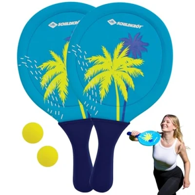 Abbildung von Schildkröt® Neopren Beachball Set, 2 Schläger, Bälle, in Netztasche, toller Absprung &amp; Bounce, Strand und Gartenspiel für die ganze Familie, 970158