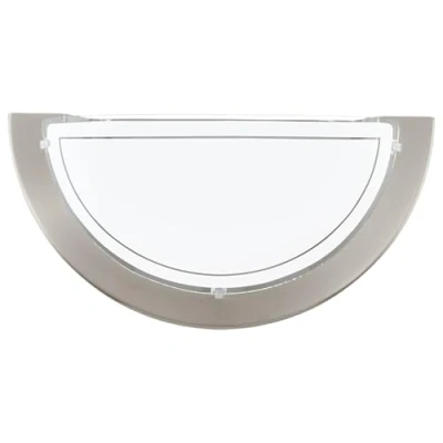 Abbildung von EGLO Wandlampe Planet 1, 1 flammige Wandleuchte modern, Wandbeleuchtung für Innen aus Metall und Glas, Wohnzimmerlampe in Nickel Matt, Weiß, Flurlampe halbrund mit E27 Fassung
