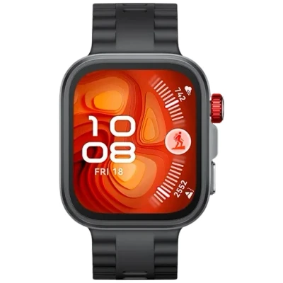 Abbildung von Huawei Watch Fit 4 Pro Grau (Schwarzes Gummi Armband)