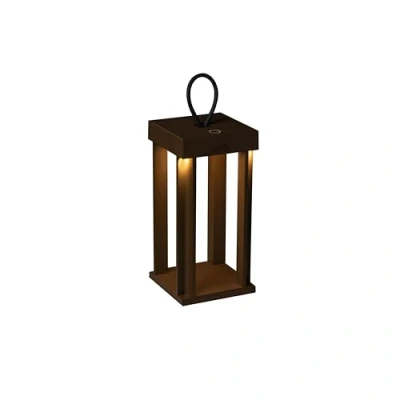 Abbildung von Konstsmide LED Laterne Cannes rostfarben Indoor/Outdoor Aluminum 2 Lichtfarben 3 Lichtmodi Akkulaufzeit bis zu 20h 7819 970, 15 cm (L)/15 (B)/42 (H)