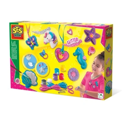 Abbildung von SES Creative 01291 Schmuck Selber Machen Gips Gießen, Kreatives Bastelset für Kinder, Diverse Farben