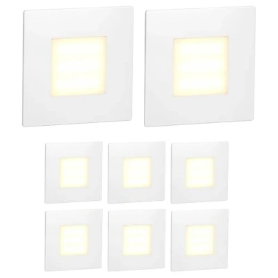 Abbildung von ledscom.de 8 Stück LED Treppenlicht/Wandeinbauleuchte FEX für innen und außen, eckig, 85 x 85mm, warmweiß