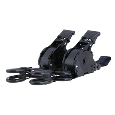 Abbildung von Sandax 2X Automatik Spanngurte mit Sicherungs Haken, Selbstaufwickelnde Transportgurte 3,65m Ratsche, bis 340kg, DIN EN 12195 2, 25mm Breit, Einteilige Zurrgurte S Haken Sicherung Gurte