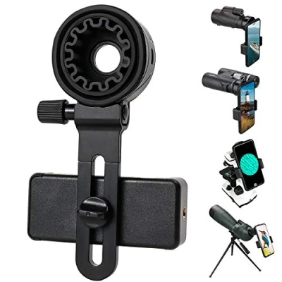 Abbildung von LAKWAR Teleskop Handyadapter, universelle Handyhalterung, kompatibel mit Ferngläser, Monokular, Mikroskop, Spektiv, Teleskop, Smartphone Halterung, Cliphalterung, passend für fast alle Handys