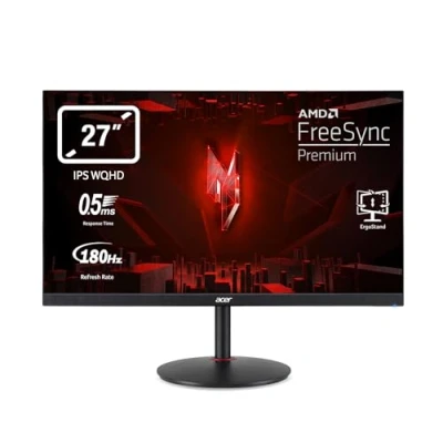 Abbildung von Acer Nitro XV271UM3 Gaming Monitor 27 Zoll (69 cm Bildschirm) WQHD, 180Hz DP, 144Hz HDMI, 1ms (GTG), 2xHDMI 2.0, DP 1.2, höhenverstellbar, drehbar, FreeSync Premium, Schwarz