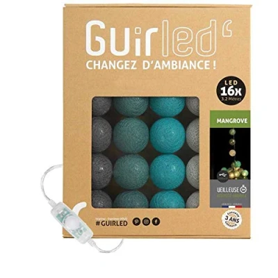 Abbildung von GuirLED LED Baumwollkugeln Lichterkette USB Baby Nachtlicht 2h Dual 2A Netzteil enthalten 3 Intensitäten 16 Kugeln 1.6m Mangrove
