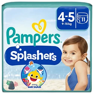 Abbildung von Pampers Baby Windeln Größe 4 5, Splashers, Einweg Schwimmwindel für sicheren Schutz im Wasser, 11 Schwimmwindeln