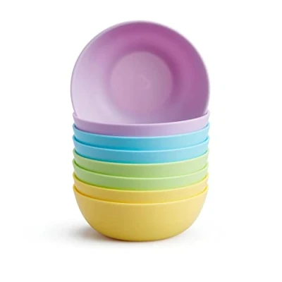 Abbildung von Munchkin Kinderteller, farbige Snackteller aus Plastik, spülmaschinengeeignet &amp; stapelbar, BPA frei, ideal zur Beikosteinführung, für zuhause und unterwegs 8er Set