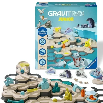 Abbildung von Ravensburger GraviTrax Junior Starter Set L Ice 27060 Murmelbahn überwiegend aus nachwachsenden Rohstoffen mit Themenwelten, Lern und Konstruktionsspielzeug für Jungs Mädchen ab 3 Jahren