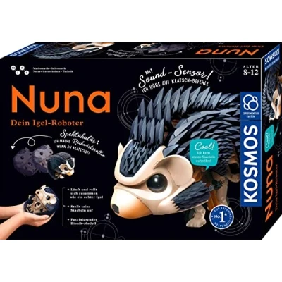 Abbildung von Kosmos 620066 Nuna Dein Igel Roboter, Roboter Bausatz, Rückwärtsrollen durch klatschen, laufen, Stacheln aufstellen, Spielzeug für Kinder, Bionik Modell, Experimentierkasten ab 8 12 Jahre, Mittel